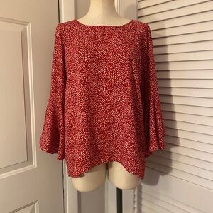 LC Lauren Conrad Red Patterned Blouse- Size Large